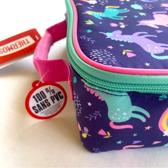Thermos Kids Soft Insulated Lunch Box Unicorn Rainbow Purple Pink - Picture 3 of 8